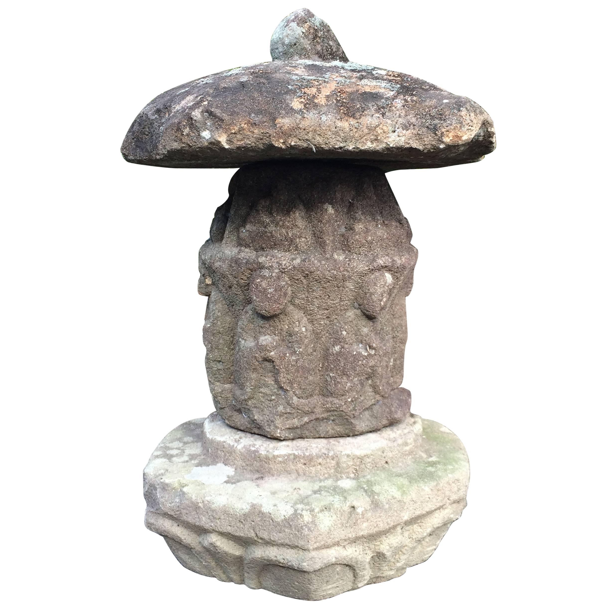 Japan Important Ancient Stone Temple Lantern Rokujizo ‘Six Jizo’, 1600 AD