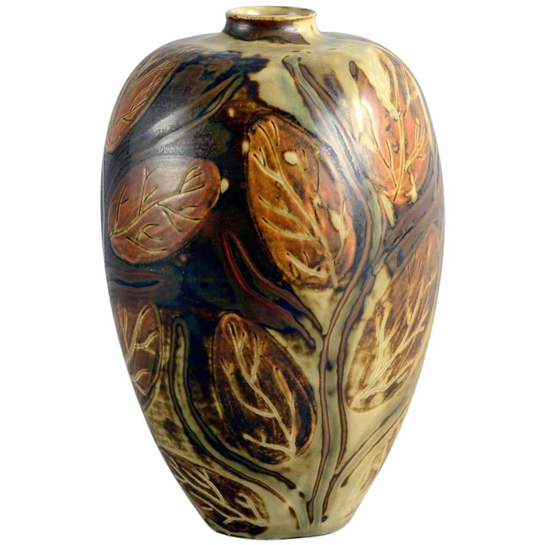 Unique Stoneware Vase by Gerd Bogelund for Royal Copenhagen, 1950s For Sale