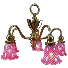 Antique Victorian Brass Five-Light Chandelier, circa 1910 10