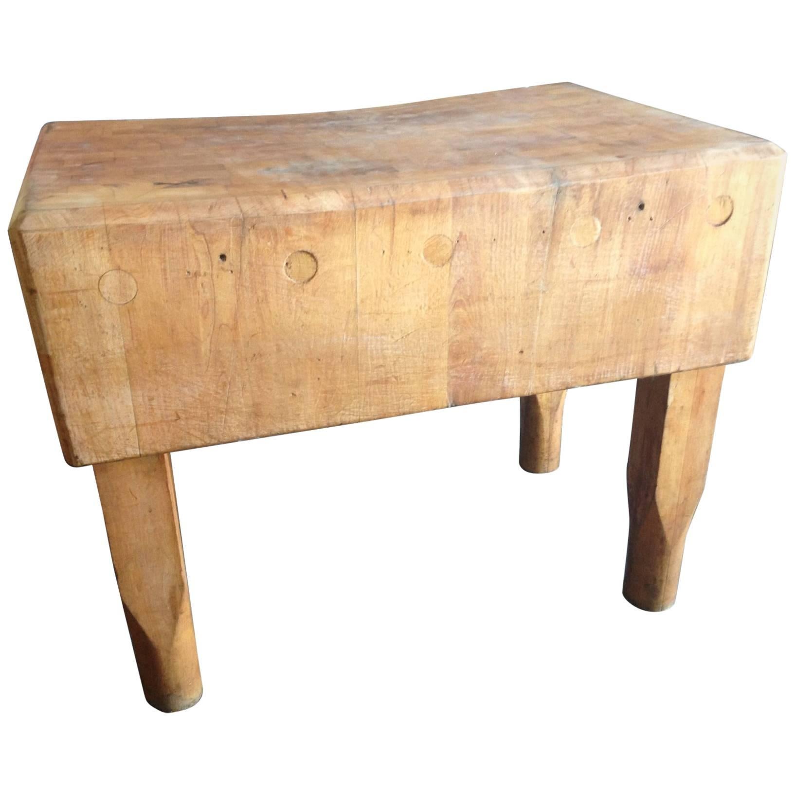 Butcher Block from New York Meat Market, Early 1900s For Sale