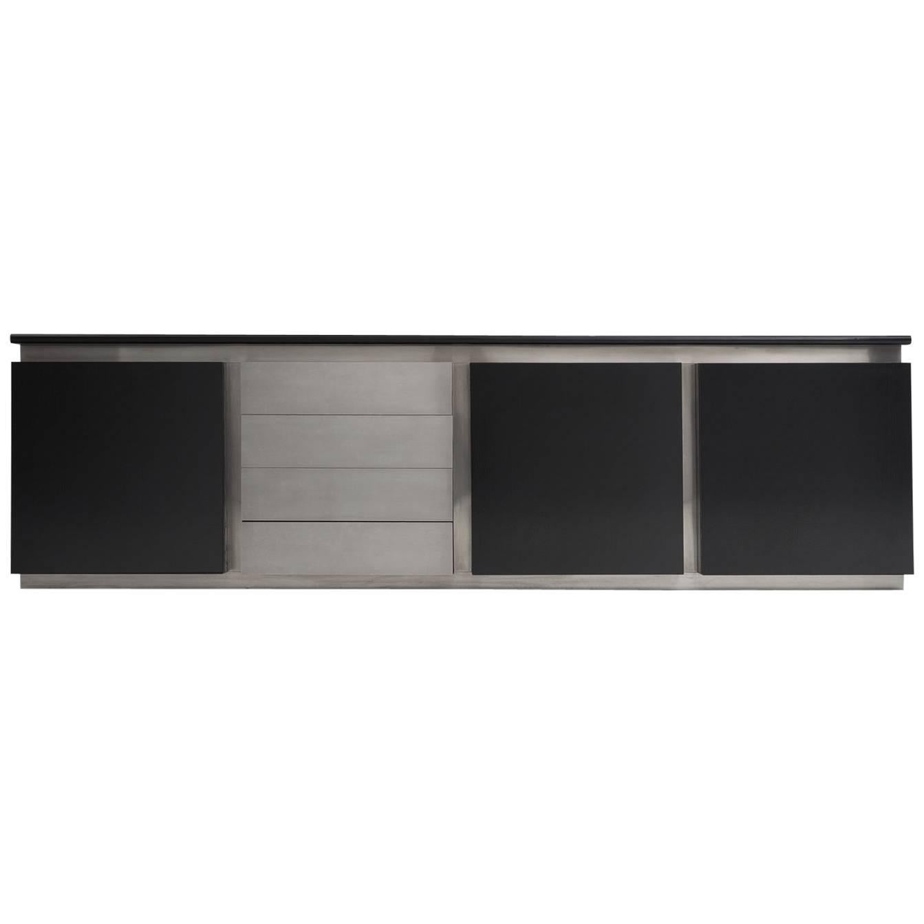 Ludovico Acerbis for Acerbis Sideboard in Stained Oak and Aluminium