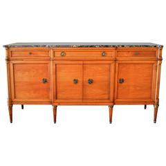 Louis XVI Style Cherry Wood Buffet or Cabinet with Marble Top