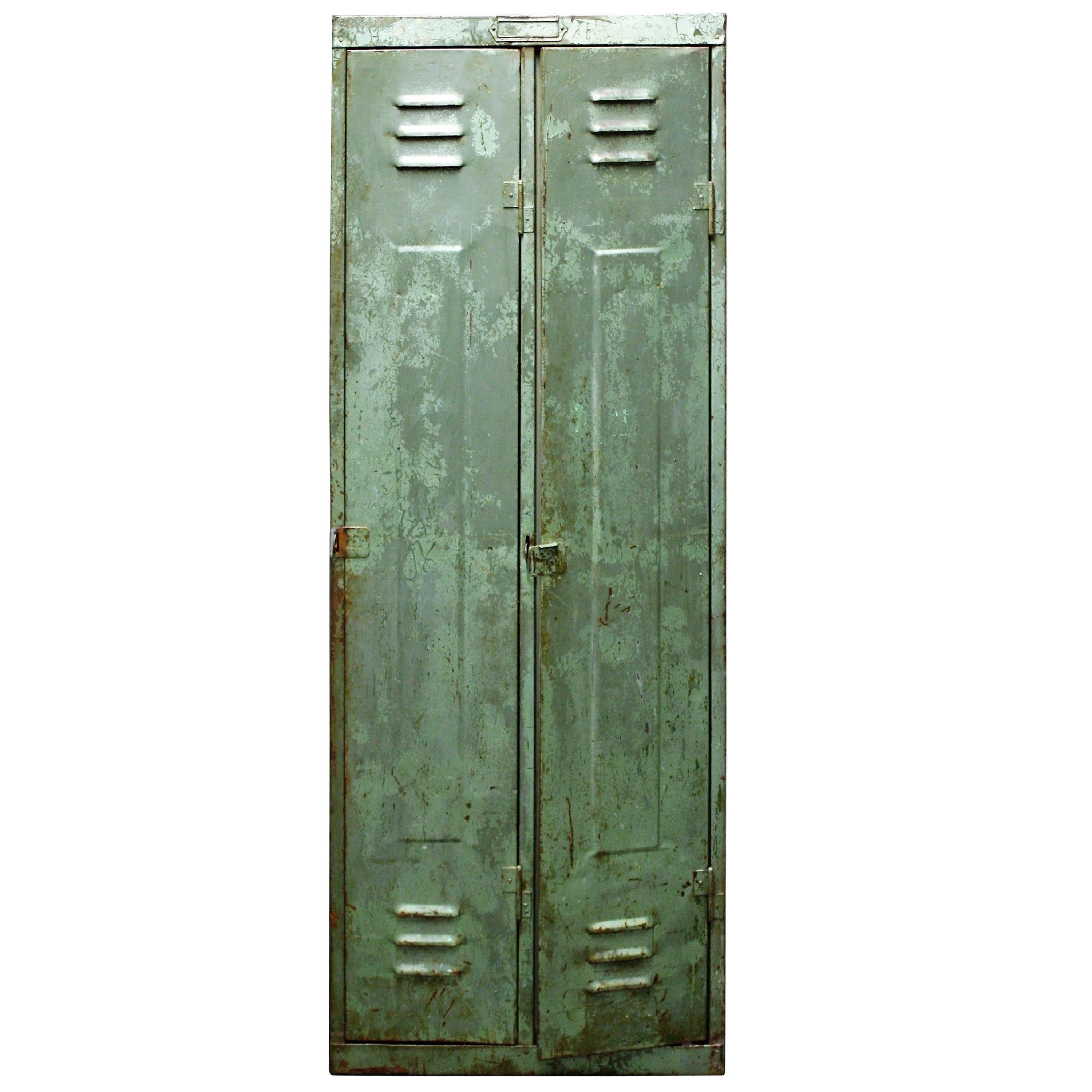 Vintage Green Industrial Locker, 1930s