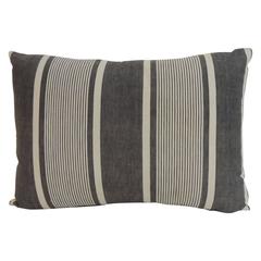 Antique French Faded Indigo Stripes Bolster Decorative Pillow