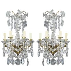 19th Century Pair of Small Crystal Chandeliers