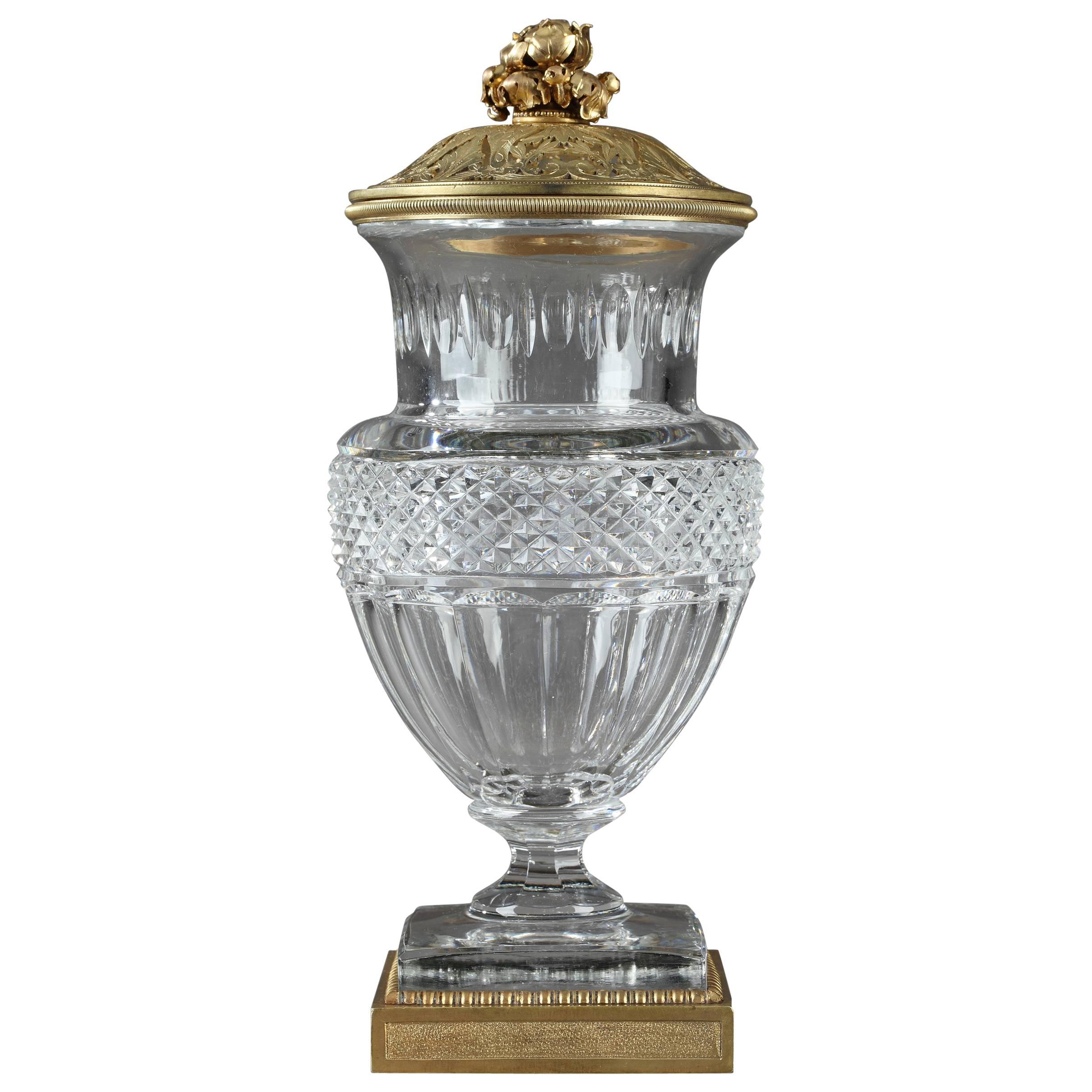 19th Century Baccarat Crystal and Gilt Bronze Vase
