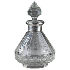 Late 19th Century Art Nouveau Crystal and Silver Flask