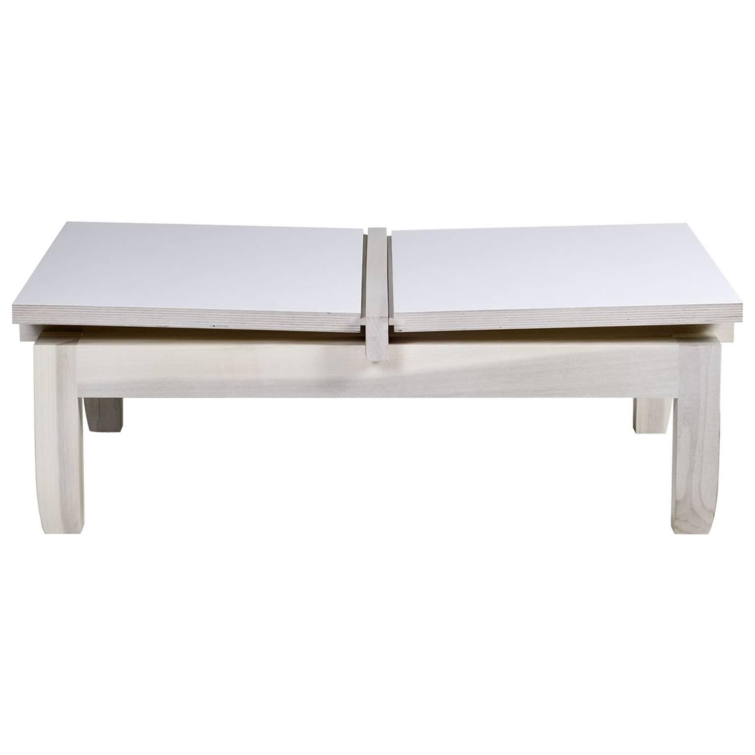 Contemporary Low Coffee Table with Removable Tea Trays Made in Brooklyn in Stock For Sale