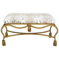 Hollywood Regency Gilt Rope and Tassel Bench 9