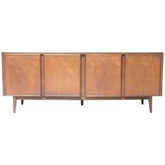Mid-Century Low Walnut Credenza by American of Martinsville