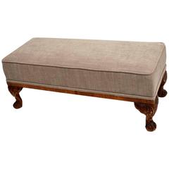 Antique Carved Walnut Foot Stool