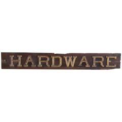 Large Scale Early 20th Century "HARDWARE" Wooden Store Sign