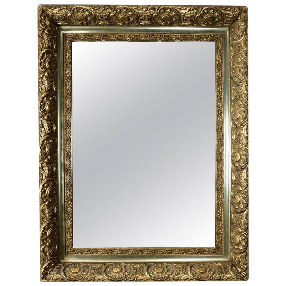 Antique French Style First Finish Gold Giltwood Framed Wall Mirror, circa 1880