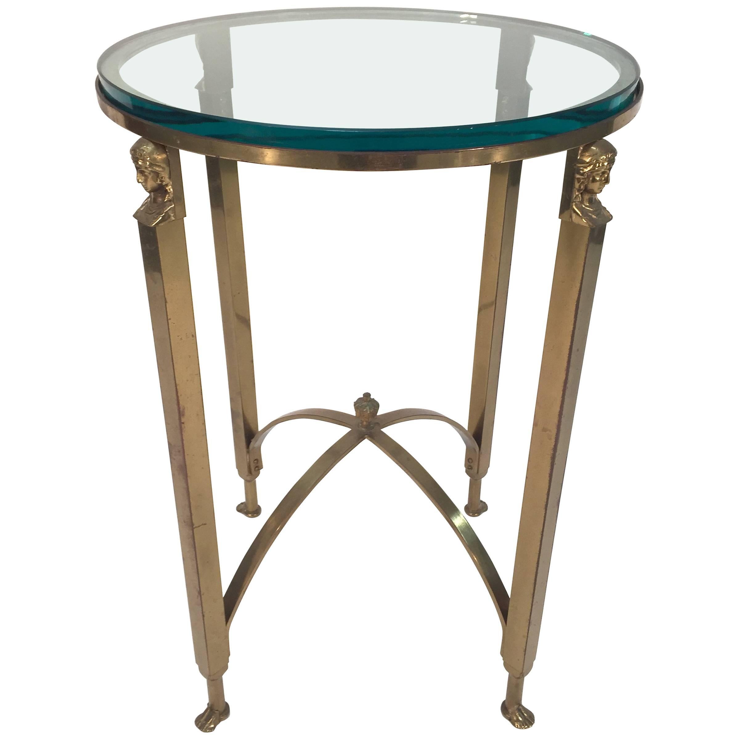 French Empire Style Brass Side Table Manner of Maison Jansen For Sale