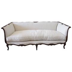 20th Century French Louis XV Style Daybed Sofa Upholstered in Belgian Linen