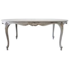 Large Karges Louis XV Style Dining Table with Three Leaves in Painted Finish