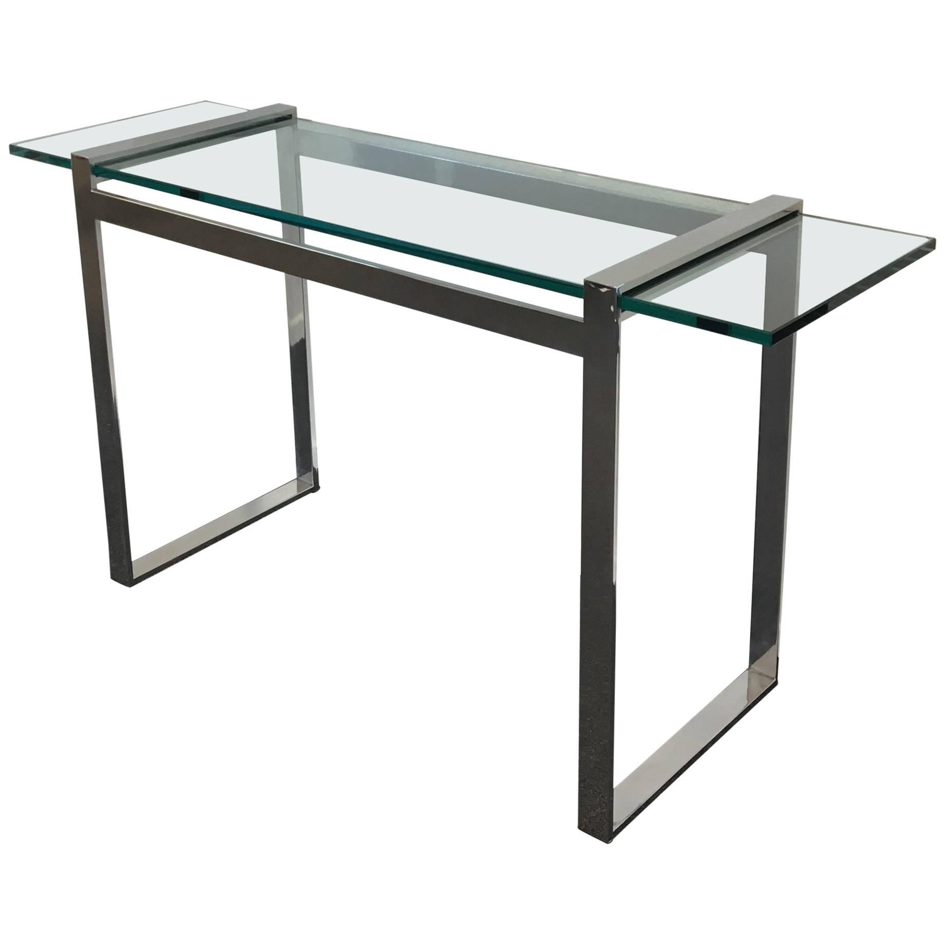 Nickel and Glass Console Table by Charles Hollis Jones