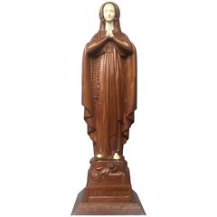 Early 1900 Sculpture of Mary Carved Out of Wood & Bone as Notre Dame De Lourdes 7