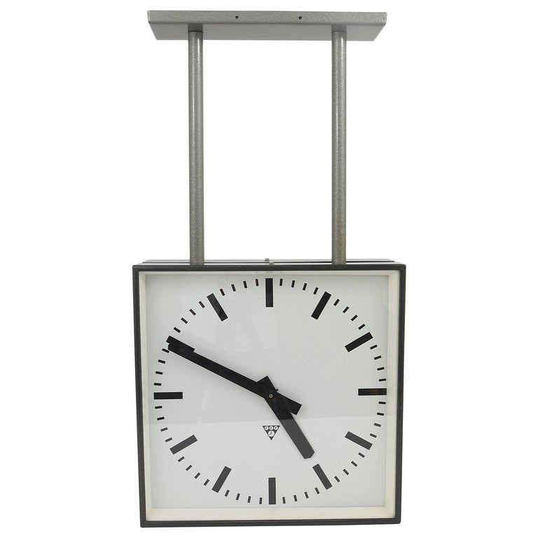 Very Big Double Sided Industrial, Two-Face Train Station Clock For Sale at  1stDibs | train station clock double sided, large double sided station clock,  double sided train station clock