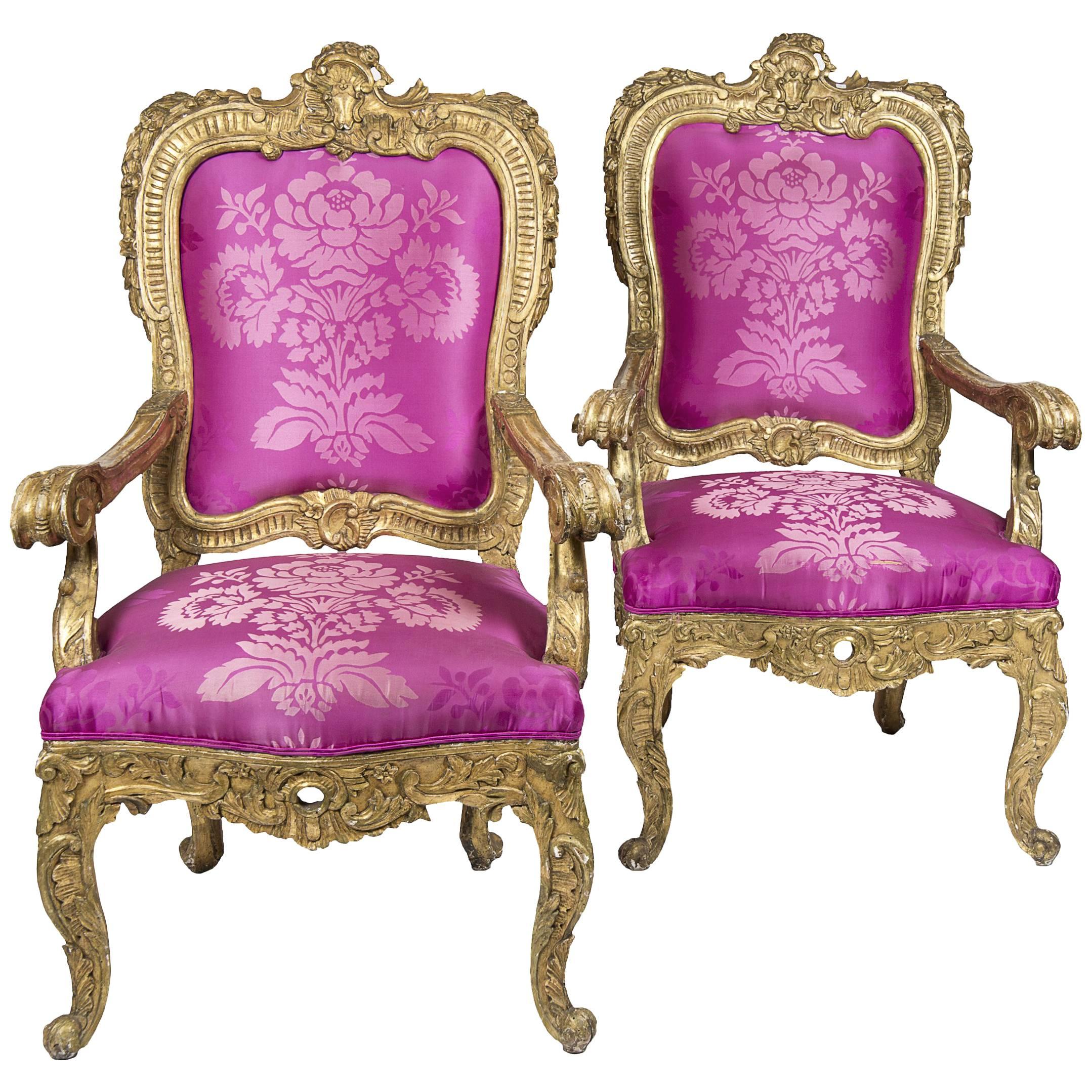 Pair of Baroque Armchairs For Sale