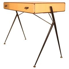 Italian Midcentury Design Desk in Wood and Metal
