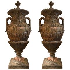 Pair of Large French 19th Century Terracotta Vases