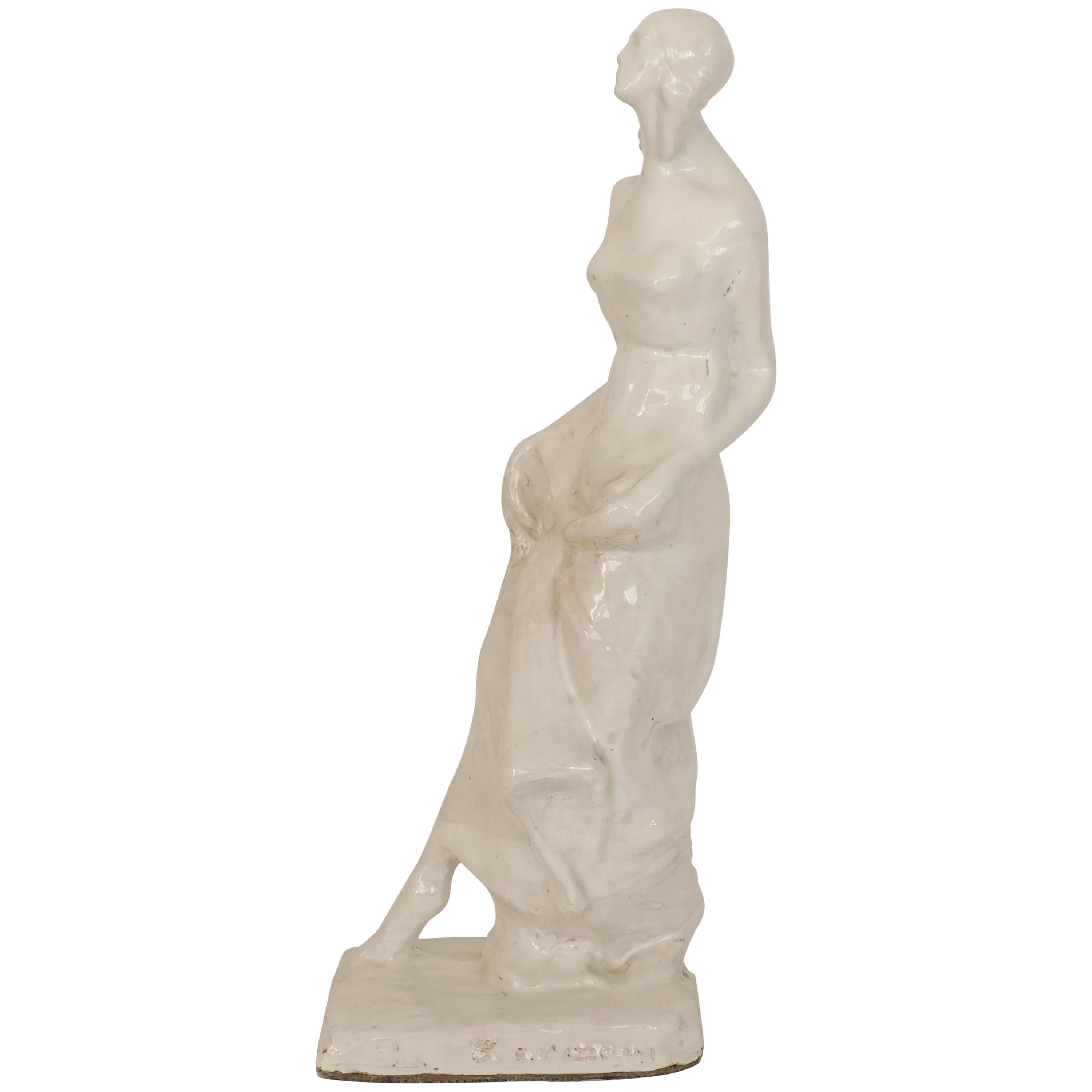 Enrico Mazzolani Ceramic Female figure, Italy, 1930s For Sale