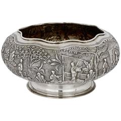 Solid Silver Chinese Antique Bowl, Qing Period