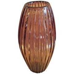 Large Mid-Century Modern Murano Amber Vase by Fornace Toso