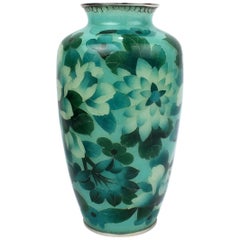 Antique Japanese Green Plique-à-jour Enamel or Cloisonne Vase