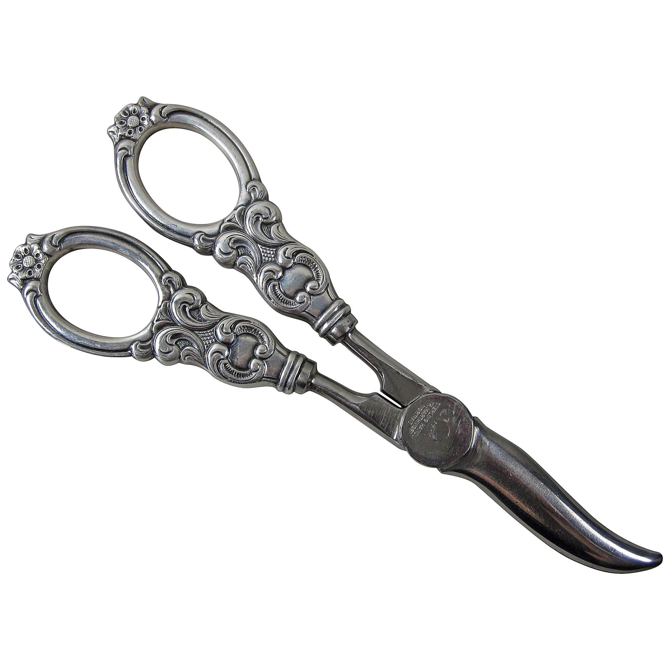 Sterling Silver Handled Art Nouveau Grape Shears, Marthinsen, Norway, 1900-1910