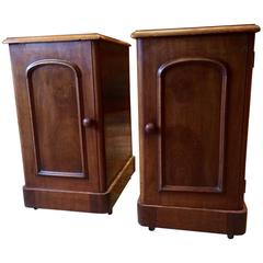 Antique Bedside Cabinets Tables Pair Mahogany Victorian, 19th Century