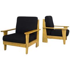 Pair of French Oak Armchairs, circa 1960, France 5