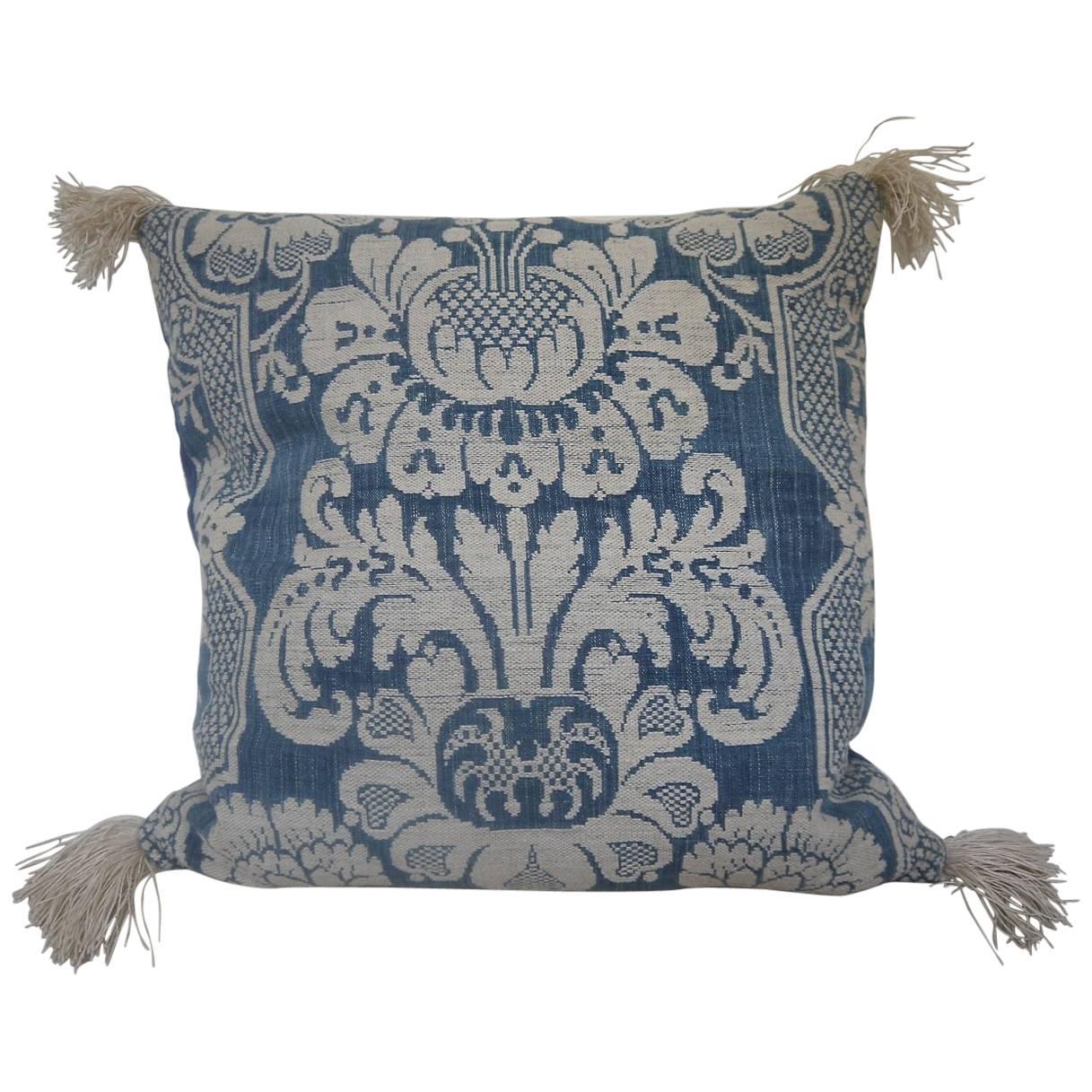 18th Century French Antique Toile d'Abbeville Woven Cotton Linen Pillow For Sale