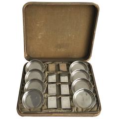 19th Century Sterling Silver Coaster and Matchbox Set, Set of Eight