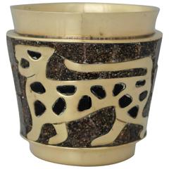 Vintage Salvador Teran Brass and Glass Mosaic Bar Cup