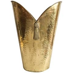 1950s, Italian Mottahedeh Style Hammered Brass Umbrella Stand