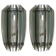Pair of Multicolored Glass Sconces with Chrome from Italy