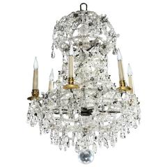 Antique Rock Crystal Six-Light Chandelier 'a Lace'