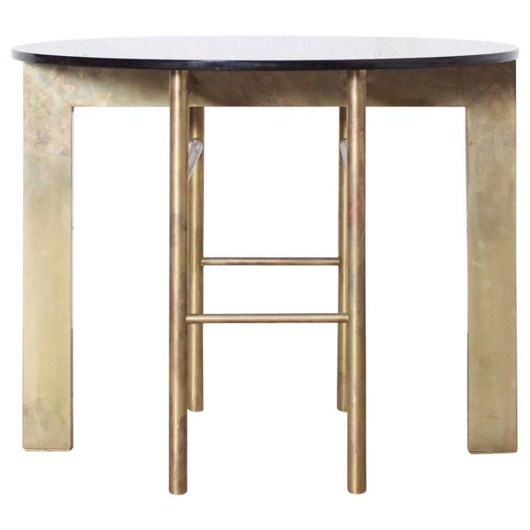 Side Table in Brass with Smoked Glass Top