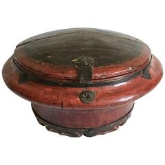19th Century, Chinese Lacquered Elmwood Grain Container