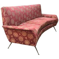 Curved Italian Sofa Attributed to Gio Ponti, circa 1950
