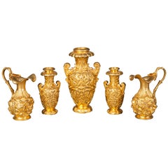 English 19th Century Gilt Bronze Collection of Decorative Urns