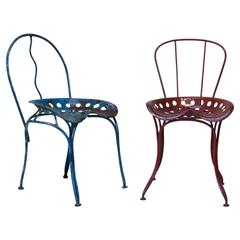 Pair of Folk Art Chairs with Tractor Seats, France, 1950s 3