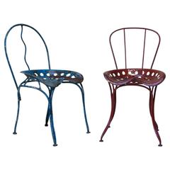 Used Pair of Folk Art Chairs with Tractor Seats, France, 1950s