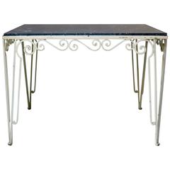 Large Wrought Iron and Stone Art Deco Table, France, 1930s 10