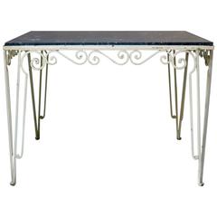 Large Wrought Iron and Stone Art Deco Table, France, 1930s