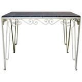 Large Wrought Iron and Stone Art Deco Table, France, 1930s