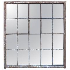 Large 19th Century Cast Iron Windowframe as Mirror or Industrial Mirror
