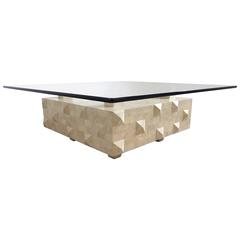Outstanding Tessellated Stone Geometric Cocktail Table by Oggetti